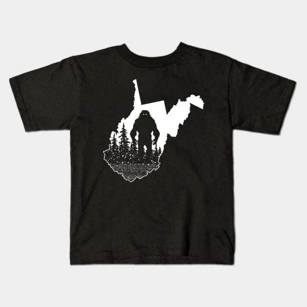 West Virginia Bigfoot Kids T-Shirt by Tesszero